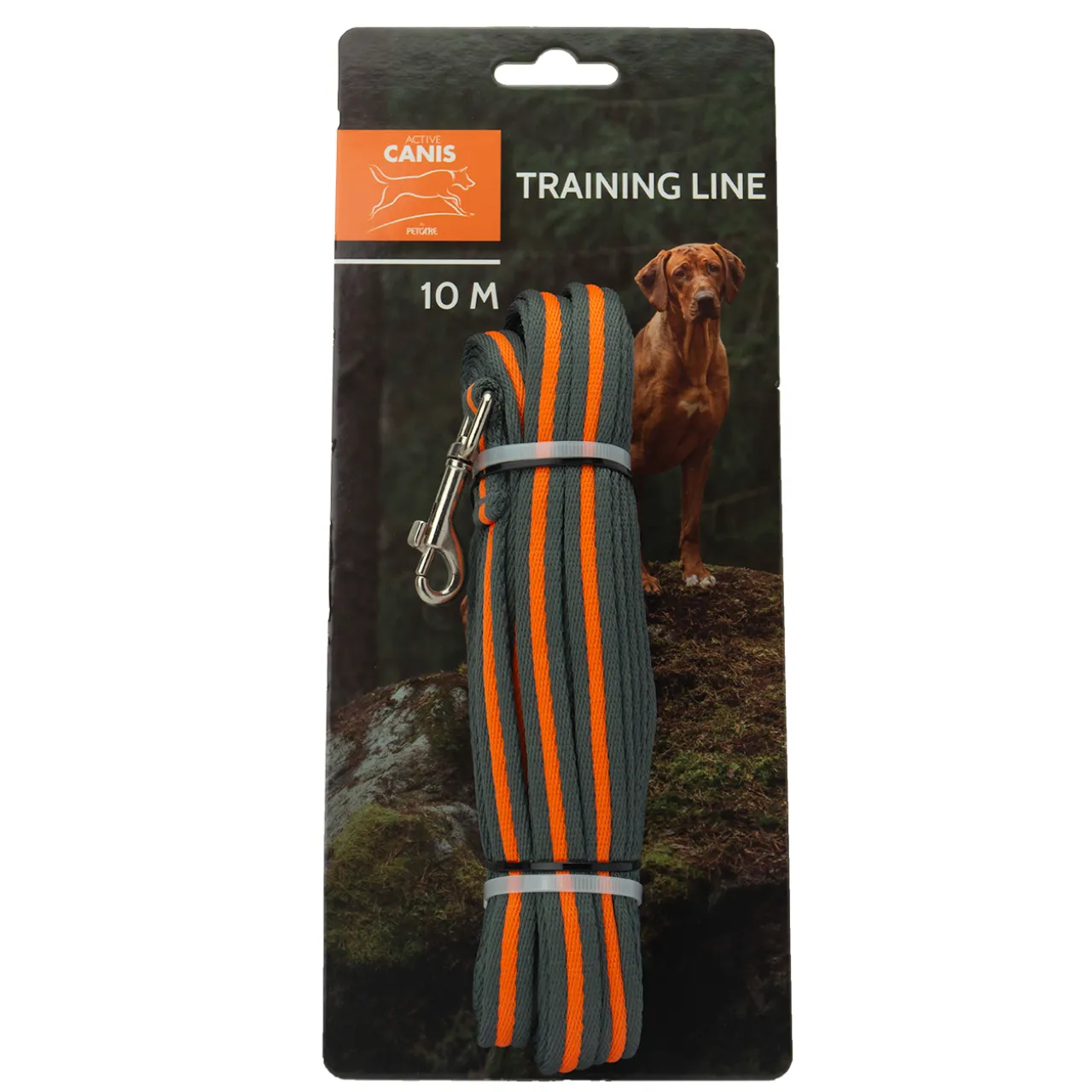 Active Canis træningsline og sporline 10 m i grå og orange