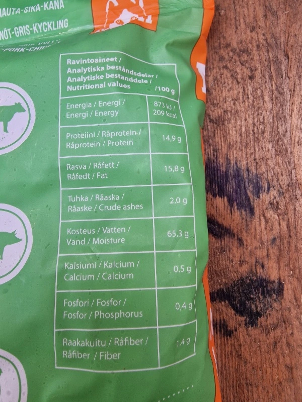 MUSH Vaisto Grøn Okse Gris Kylling 800 g - Naturligt hundefoder med kød og grønt