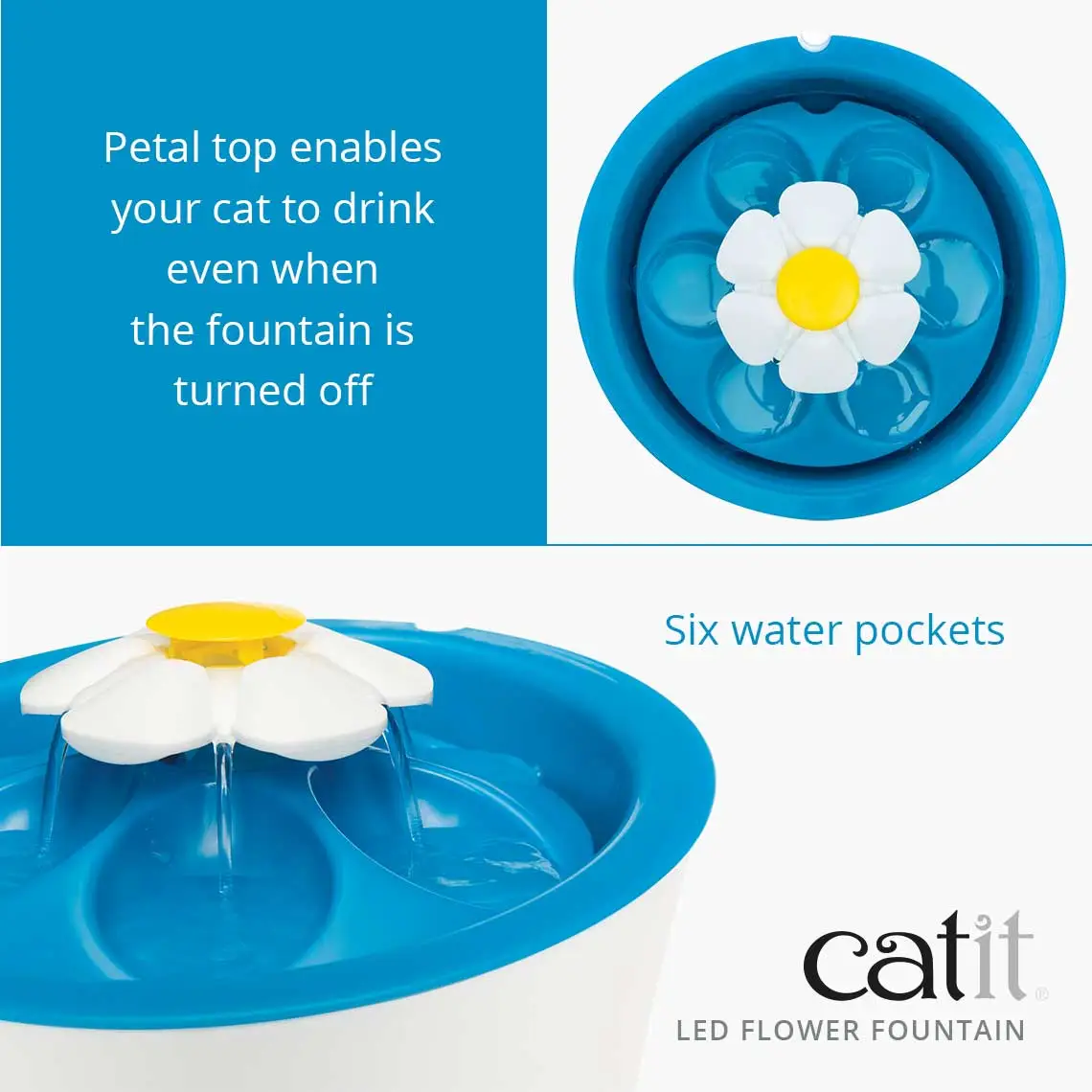 Catit Senses 2.0 Flower Fountain (drikkeautomat) 3 L med LED