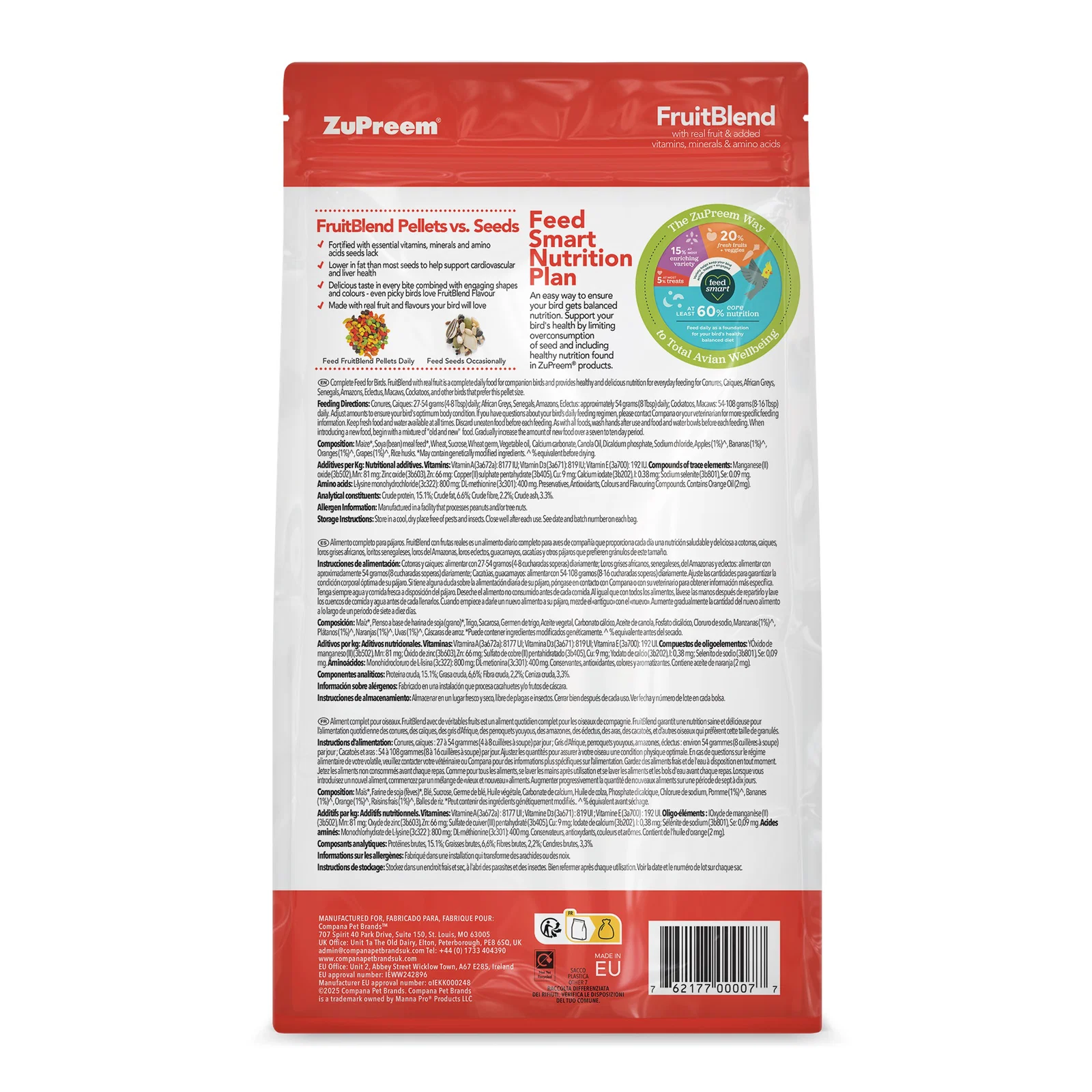 Zupreem Fruitblend Papegøje 1,5 kg