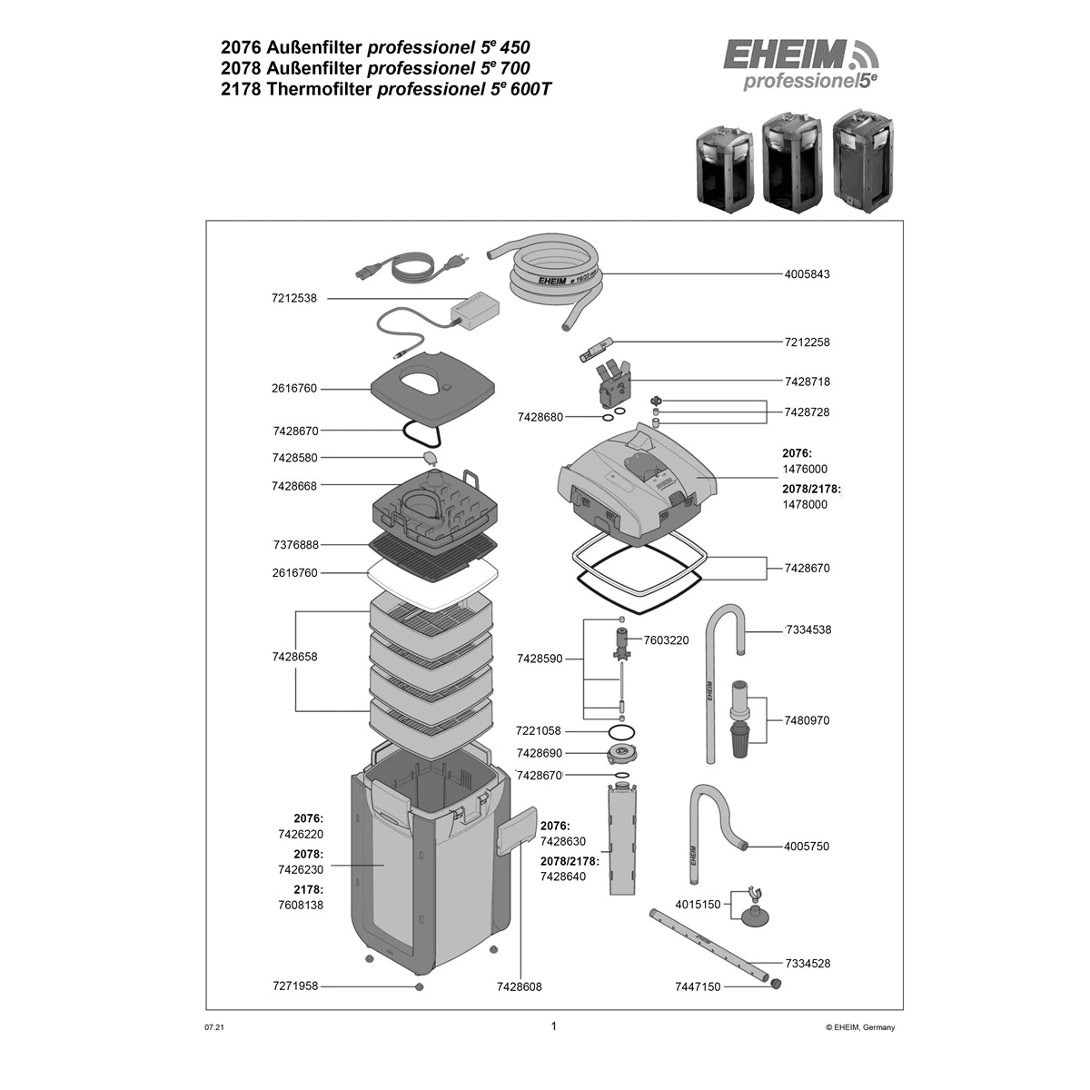 Eheim Professionel 5e 450 2076 Akvariefilter