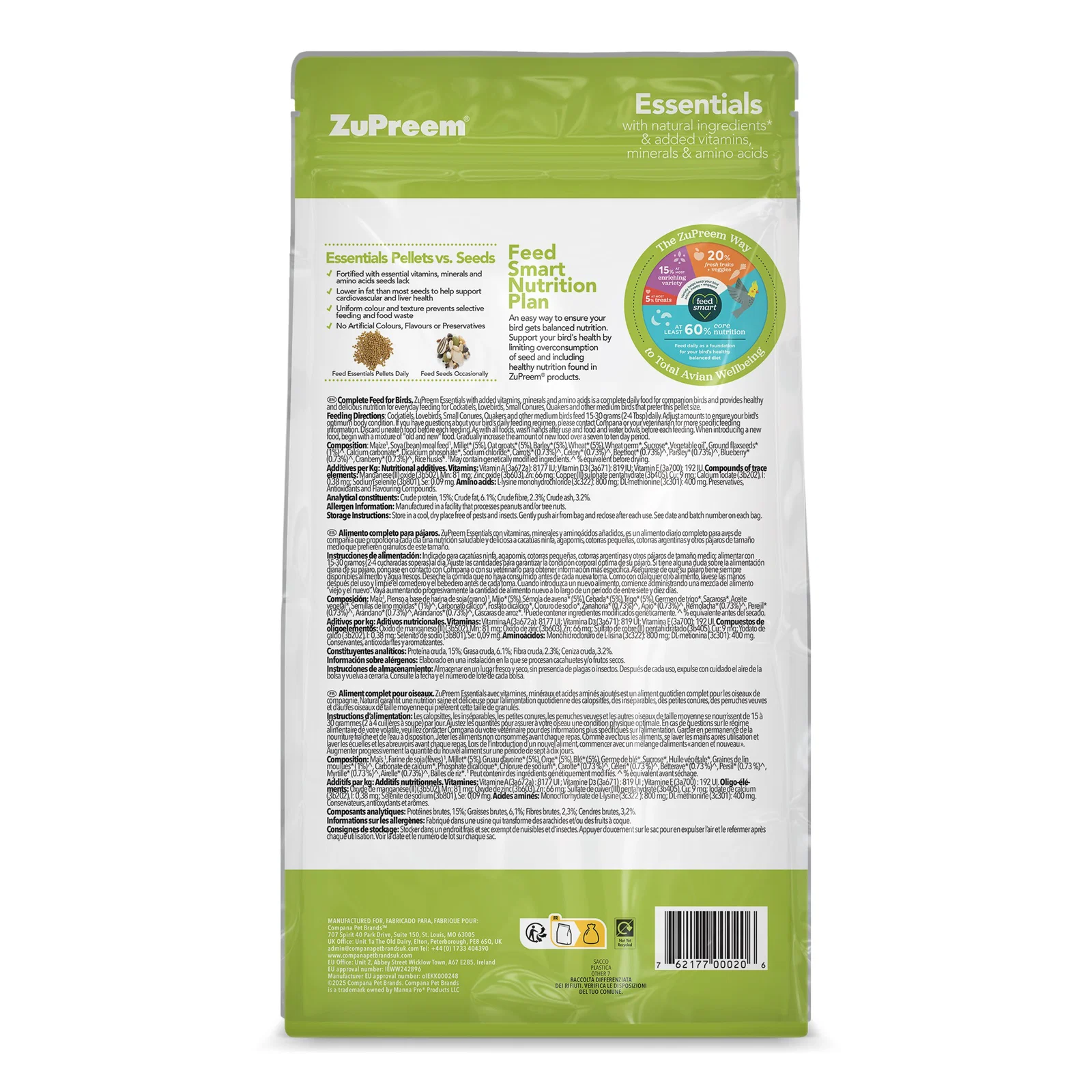 Zupreem Essentials Nymfeparakit og dværgpapegøje 1 kg