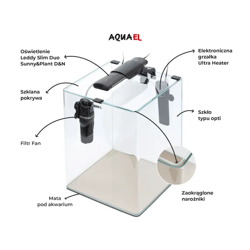 AquaEl Akvarie Opti Bent Sort 30 Liter