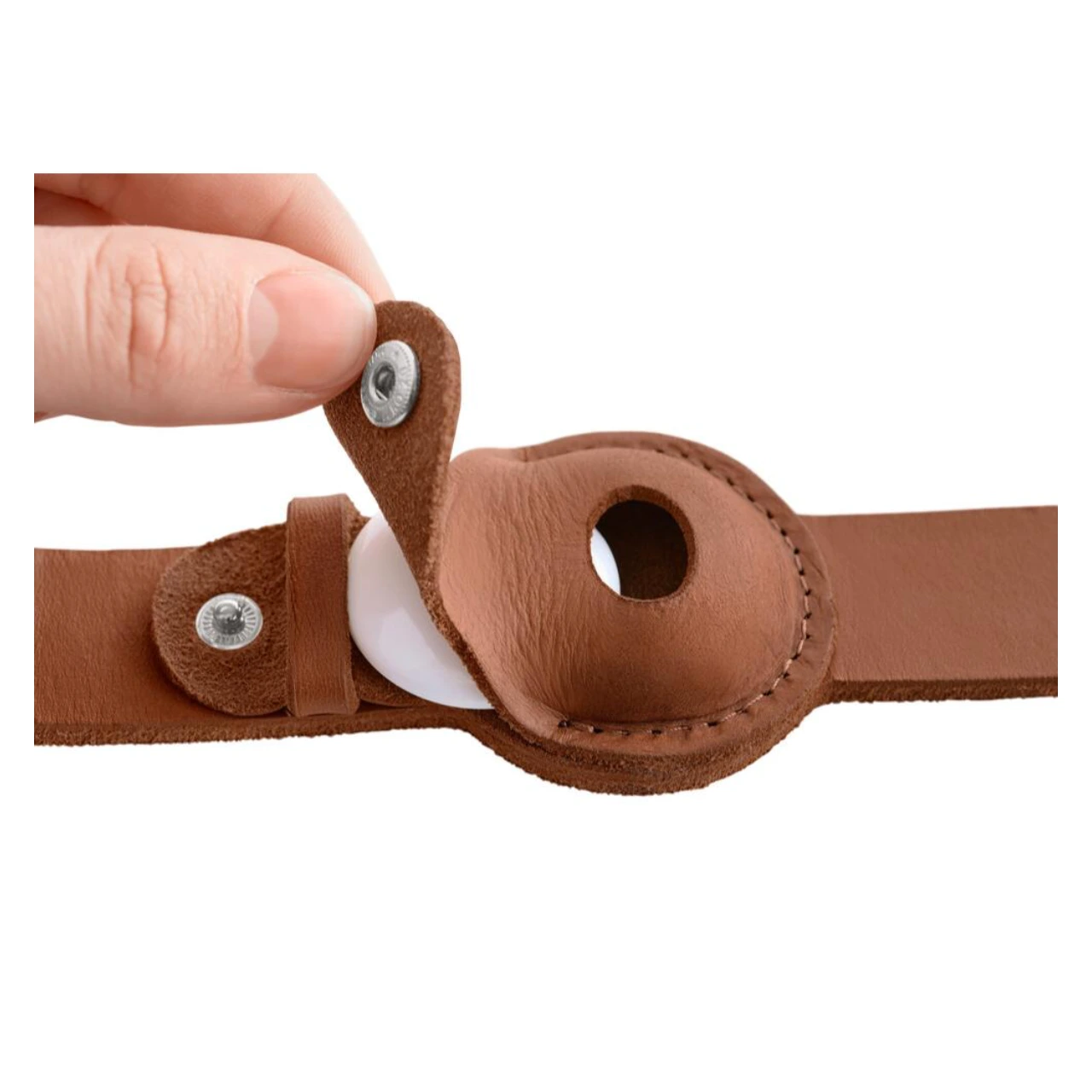 Hunter Viborg AirTag Halsbånd Cognac M-L 60 - Justerbar 47-53 cm