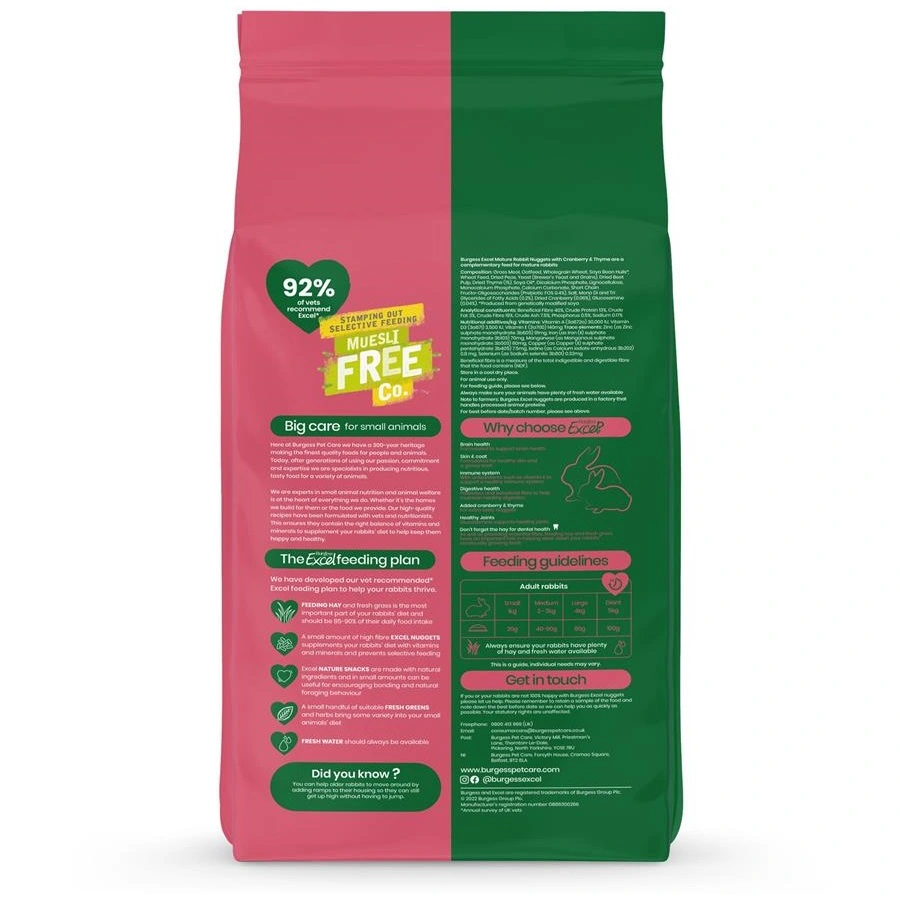 Burgess Excel Mature Kaninfoder 1,5 kg - Tranebær og Timian