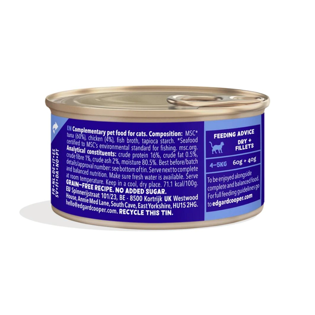Edgard & Cooper kattefilet med tun og kylling i bouillon 70 g
