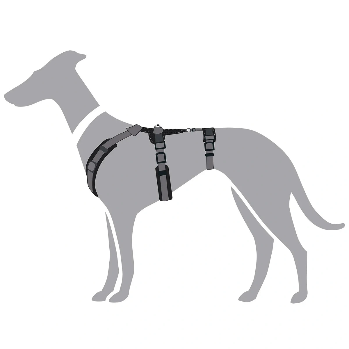 Hunter hundesele Safety Maldon Gråsort L længde 66-118 cm 2,5 cm - sikker stabilitet