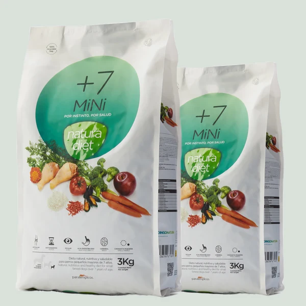 Natura Diet Hundefoder Senior +7 Mini 3 kg - tørfoder til små ældre hunde