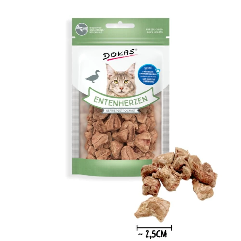 Dokas Kat Andehjerter 15 g - Naturlig skånsom og uimodståelig godbid til katte