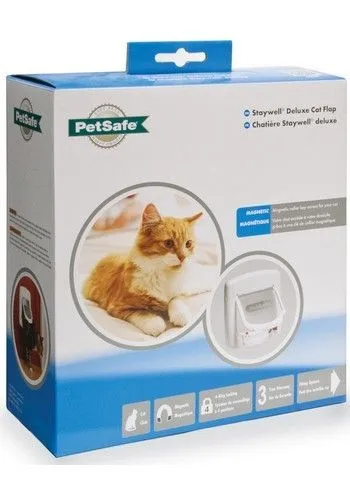Staywell Deluxe Magnetisk lås kattelem Hvid
