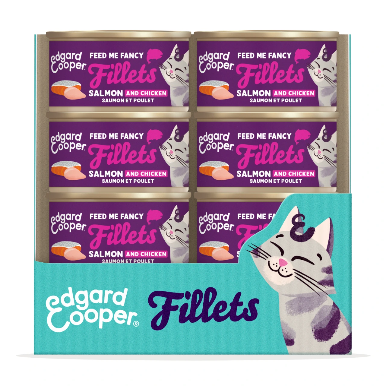 Edgard & Cooper kattefilet med laks og kylling i bouillon 70 g
