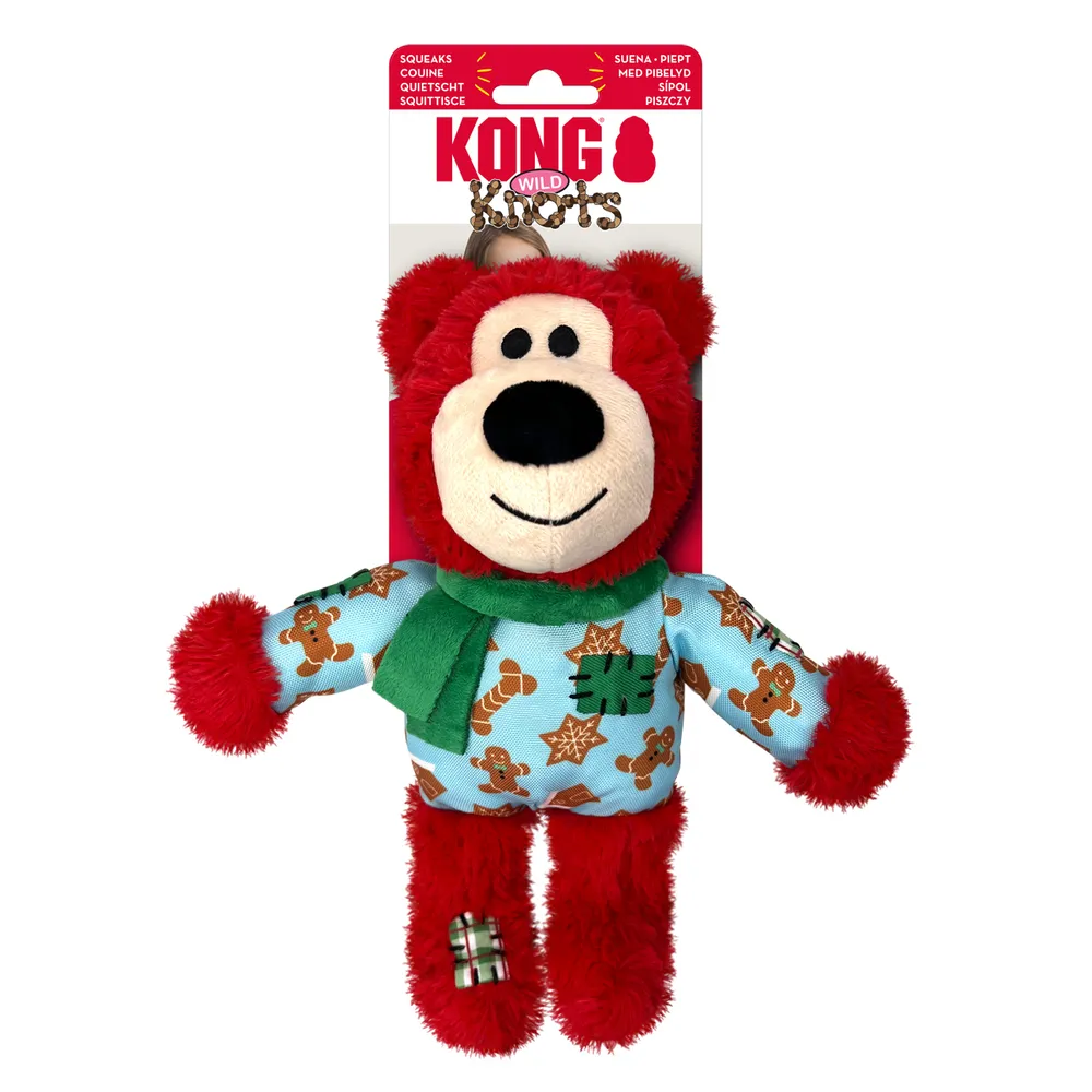 KONG Holiday Wild Knots Bear Mix M/L - jule hundelegetøj