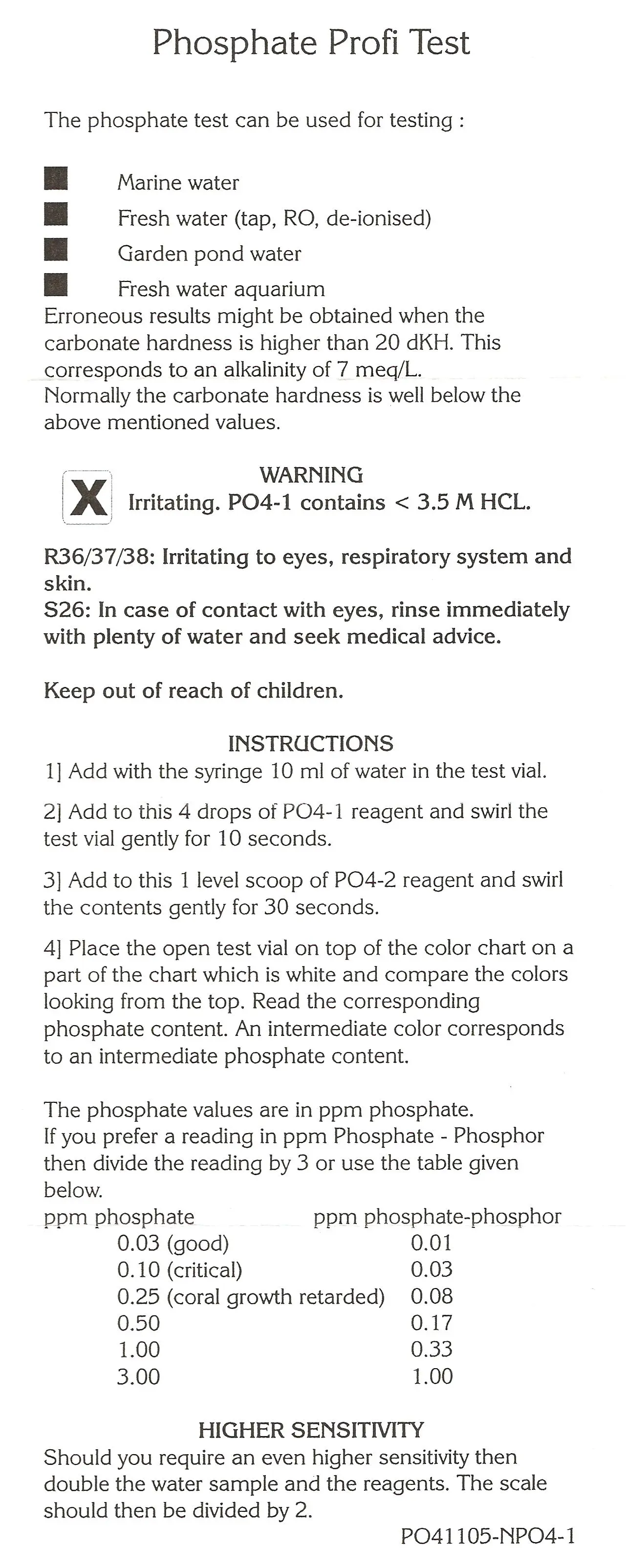 Salifert Fosfat Test PO4