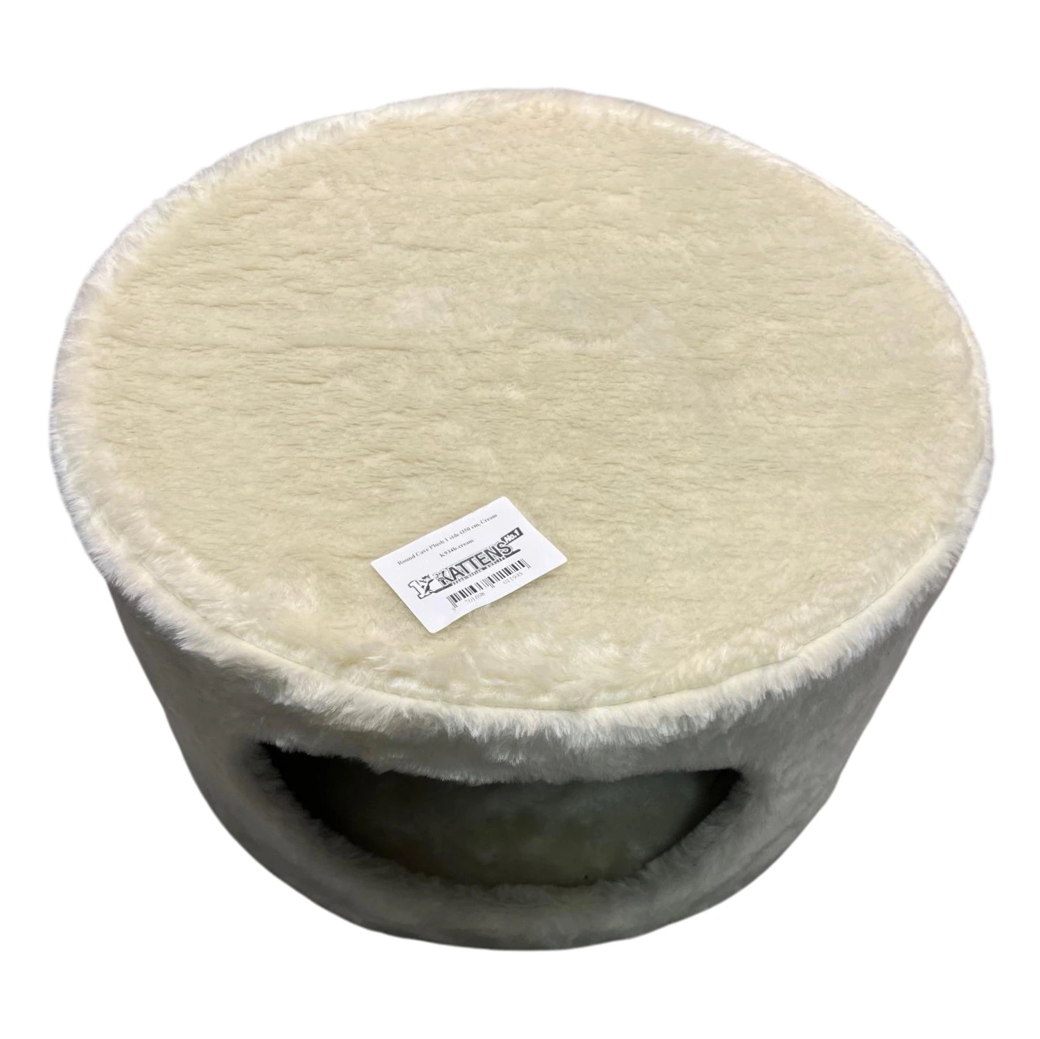 Kattens no 1 Rund hule med plys i beige Ø 50 cm med stor indgang