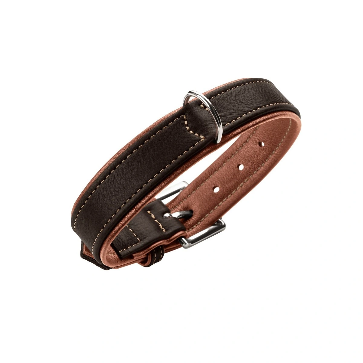 Hunter Hundehalsbånd læder Canada Elg Str.50 Sort/Cognac - 37-43 cm