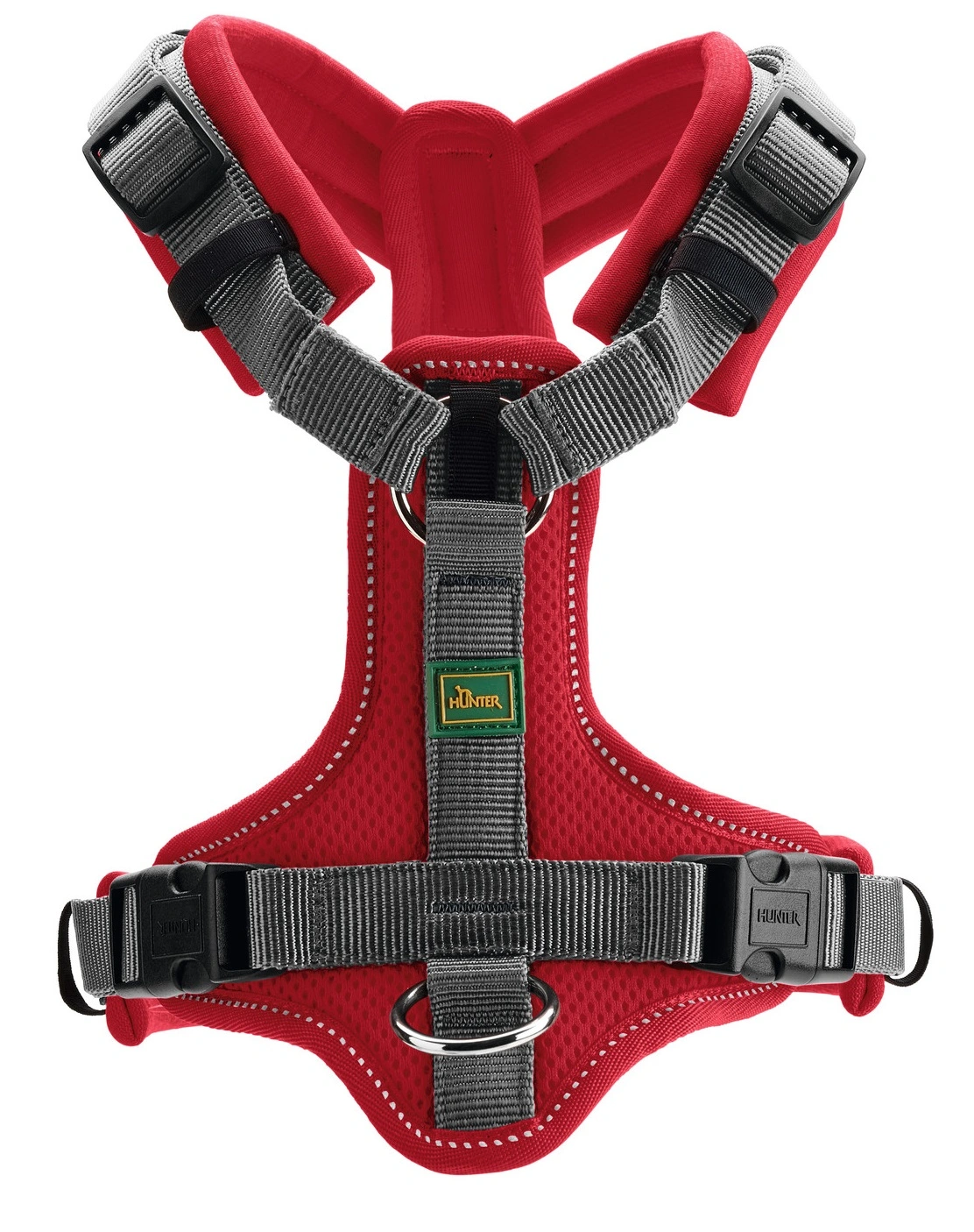 Hunter hundesele Maldon Rød og Grå S-M længde 46-82 cm 2,0 cm - fleksibel og stabil pasform