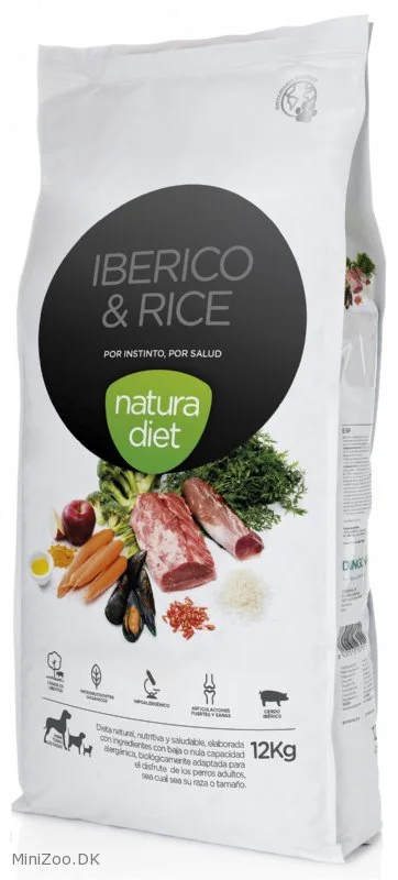 Natura Diet Iberico og Ris Hundefoder 12 kg - Naturlig ernæring til hunde