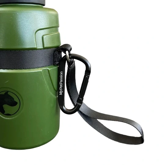 Vandflaske med sammenklappelig skål olivengrøn 600 ml