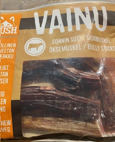MUSH VAINU Hundesnack Tyremuskel 250 g - naturlige tyggeben til hunde