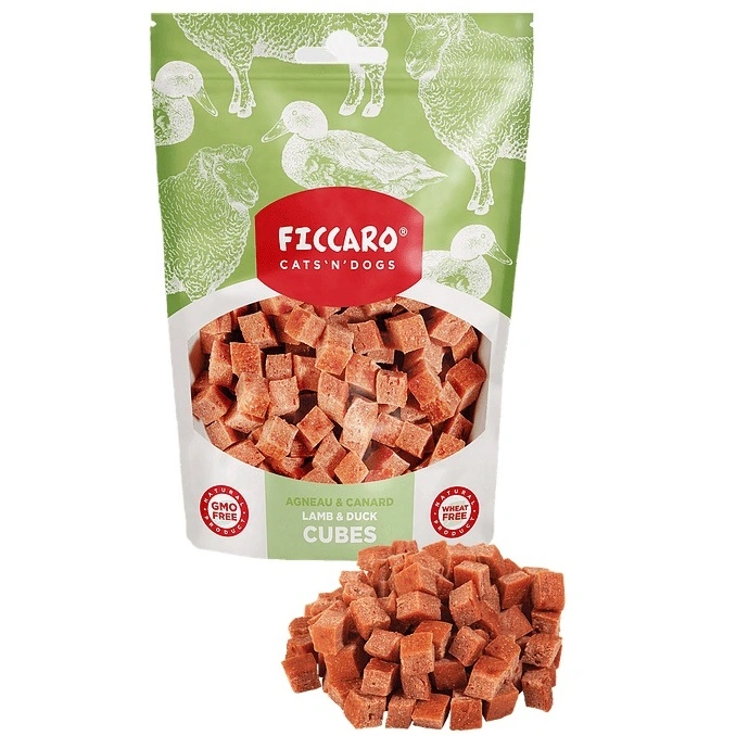 FICCARO Hundesnack Lam & And Cubes - lam og and i tern 100 g