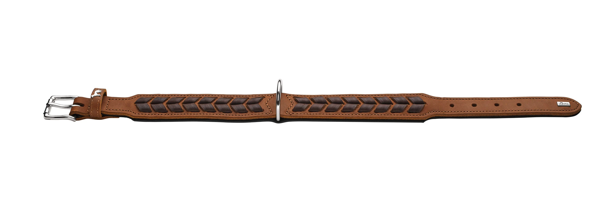 Hunter Halsbånd El Paso M-L 60 Cognac/Sort - 46-52 cm