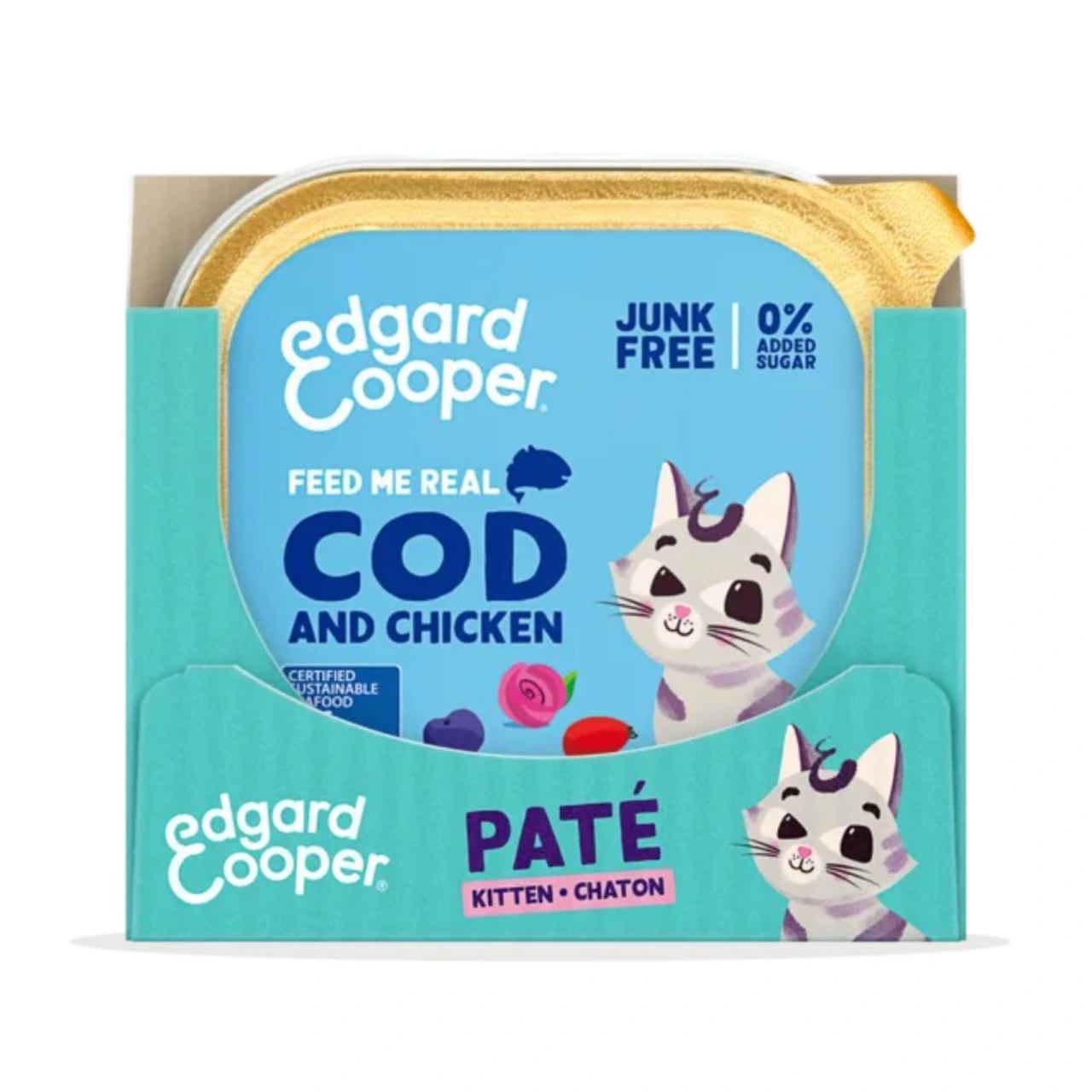 Edgard & Cooper pate til killinger med torsk og kylling 85 g