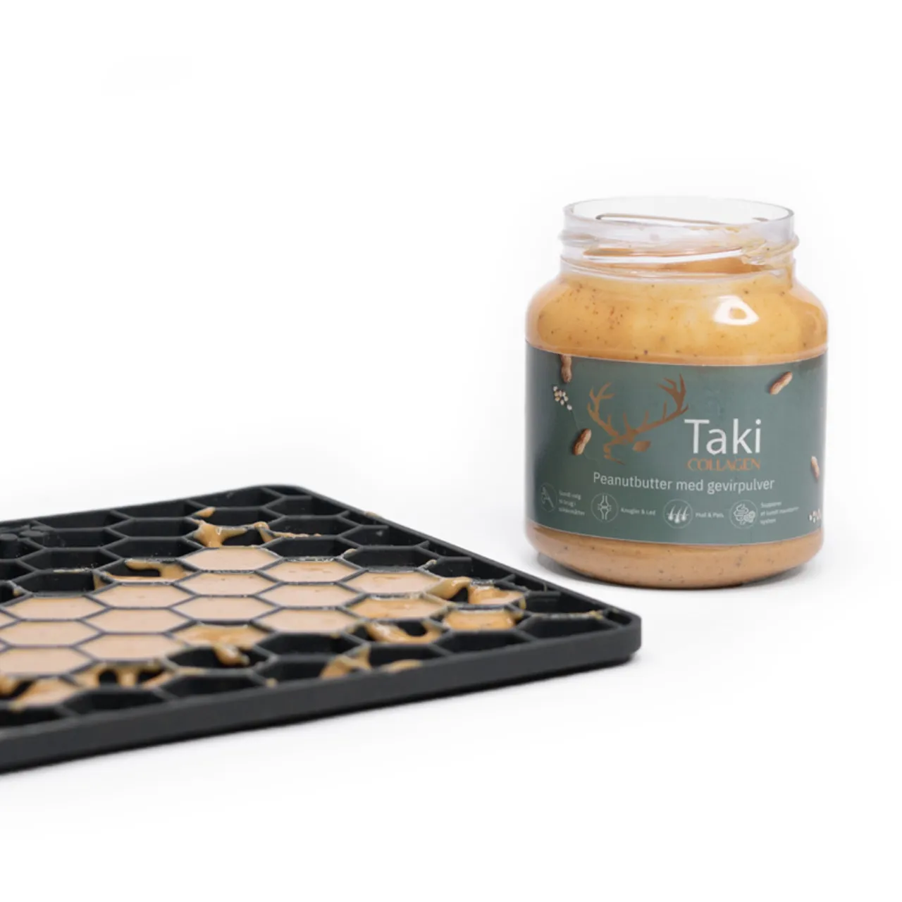 Taki Collagen - Peanutbutter med gevirpulver 330 g - naturlig hundesnack