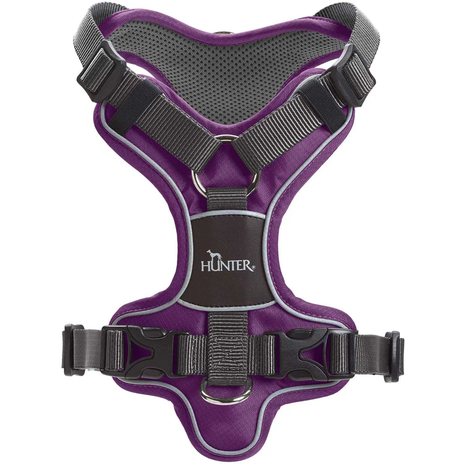 Hunter Divo hundesele M violet/grå just mave 56-73 cm - Balanceret pasform og komfort