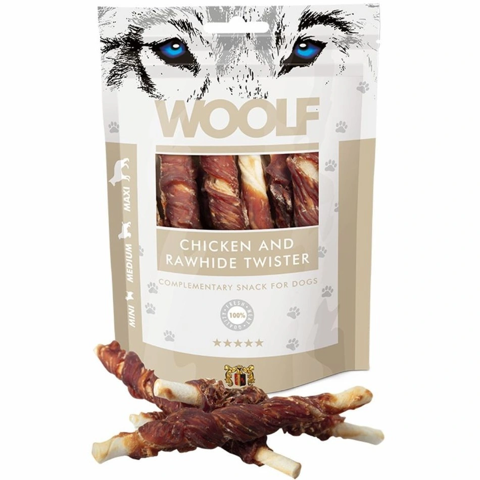 Woolf Hundesnack Kylling og Oksehud Twister