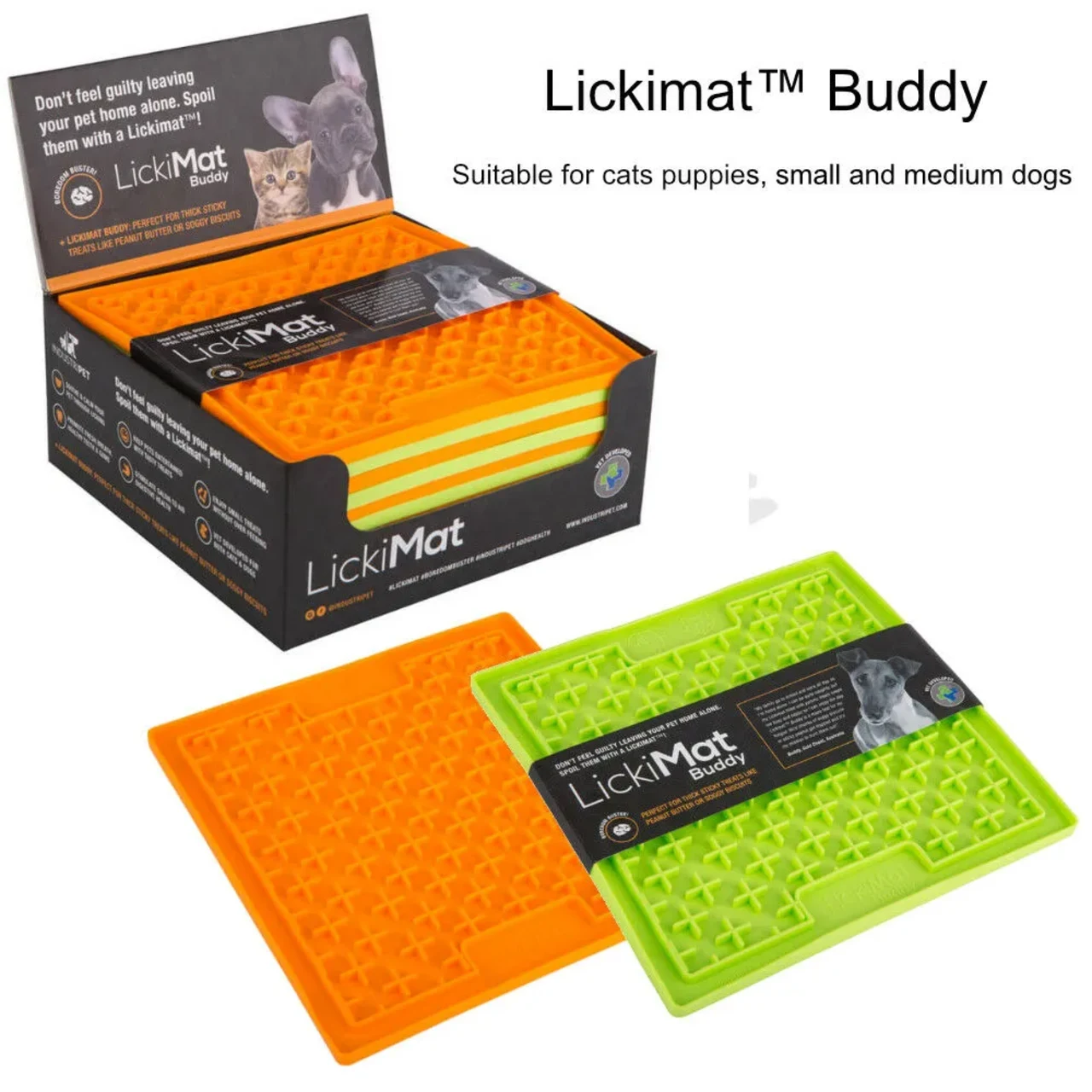 LickiMat Slikkemåtte 20 x 20 cm Orange - aktiveringsmåtte til hunde
