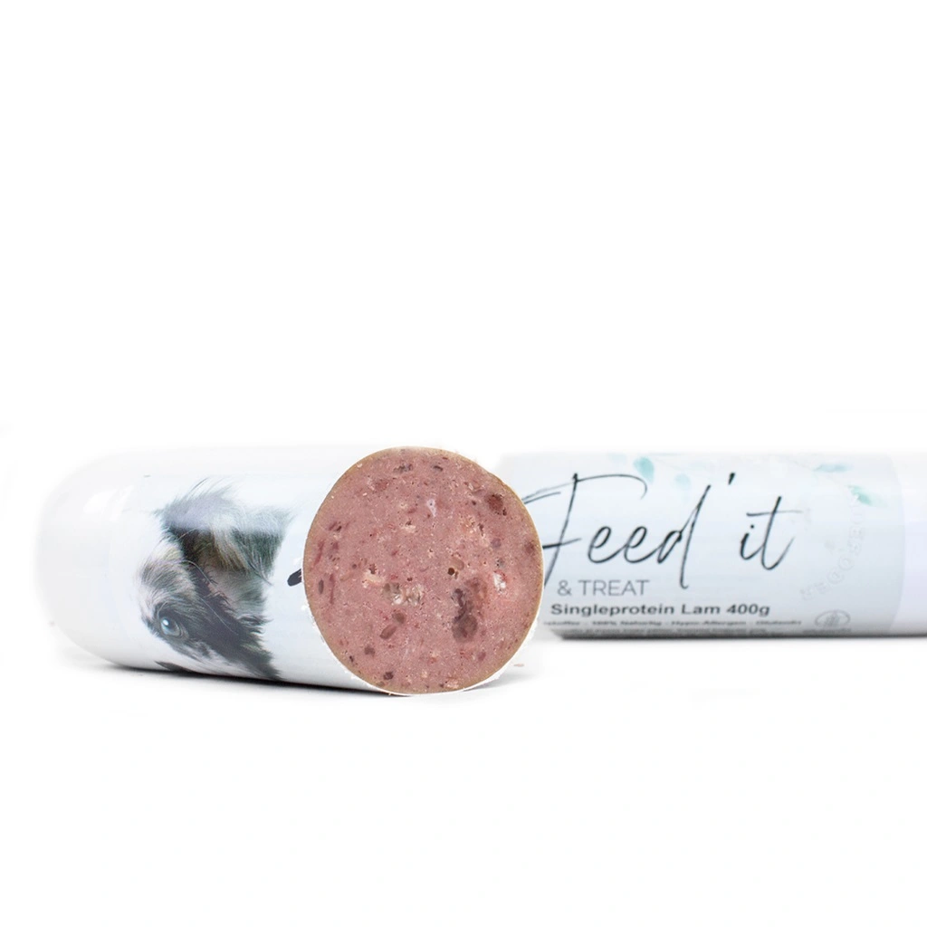 Feedit & Treat Pure Lamb 400 g - naturlig lammepølse til hund og kat
