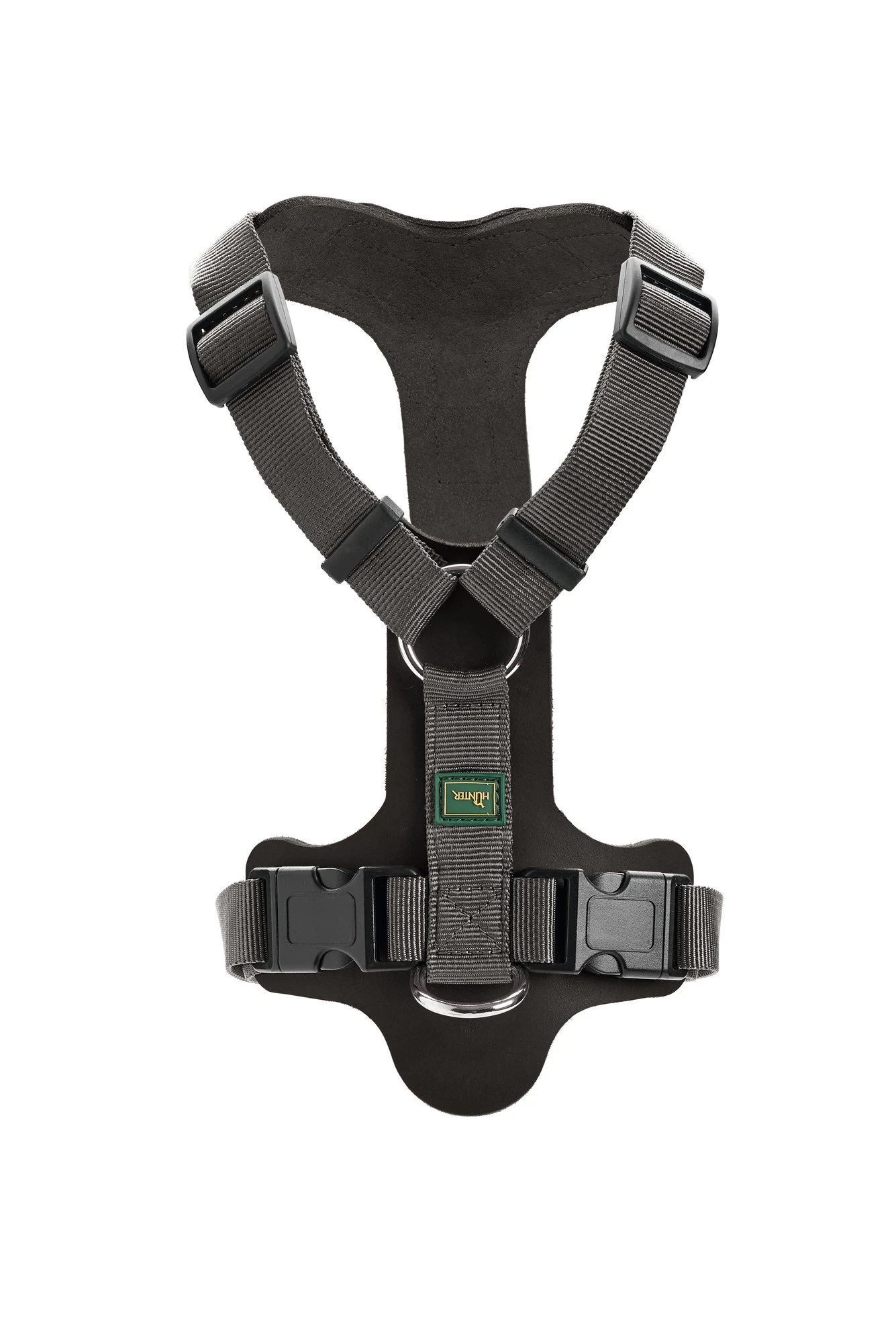 Hunter Mixed Aalborg læder hundesele M-L sort/grå hals 61-85 cm - komfort og støtte