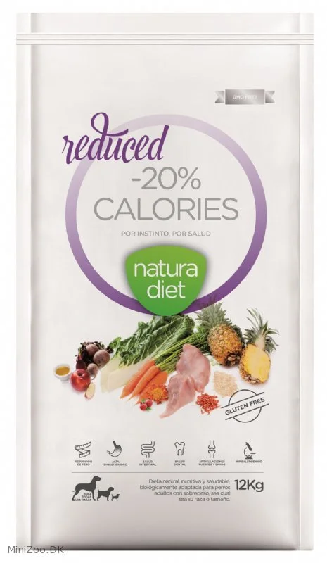 Natura Diet Reduced -20% kalorier hundefoder 12 kg - tørfoder til vægttab hos hunde