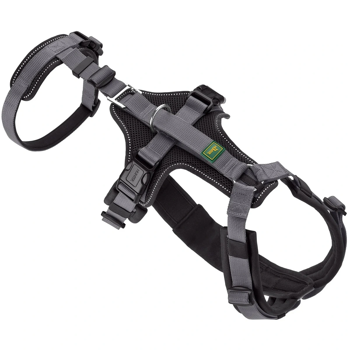 Hunter hundesele Safety Maldon Gråsort L længde 66-118 cm 2,5 cm - sikker stabilitet