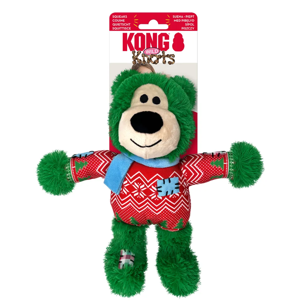 KONG Holiday Wild Knots Bear Mix M/L - jule hundelegetøj