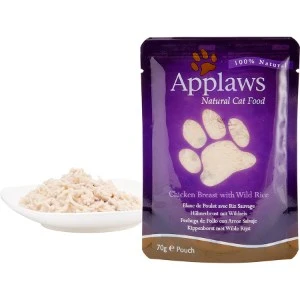 Applaws Kattevådmad Kylling og Vilde ris 70 g (pouch)