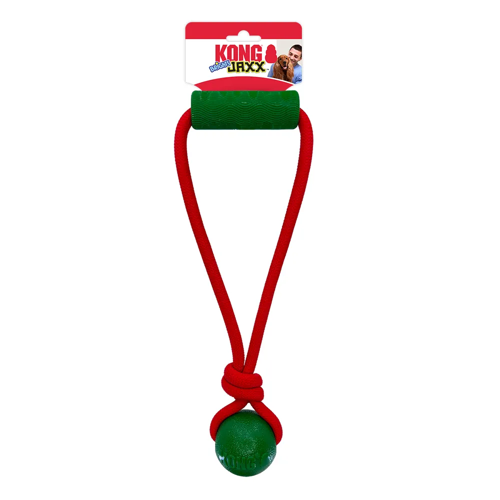 KONG Holiday Jaxx Brights Tug Ball Mix M - hundelegetøj 30,5 x 13 x 6,5 cm