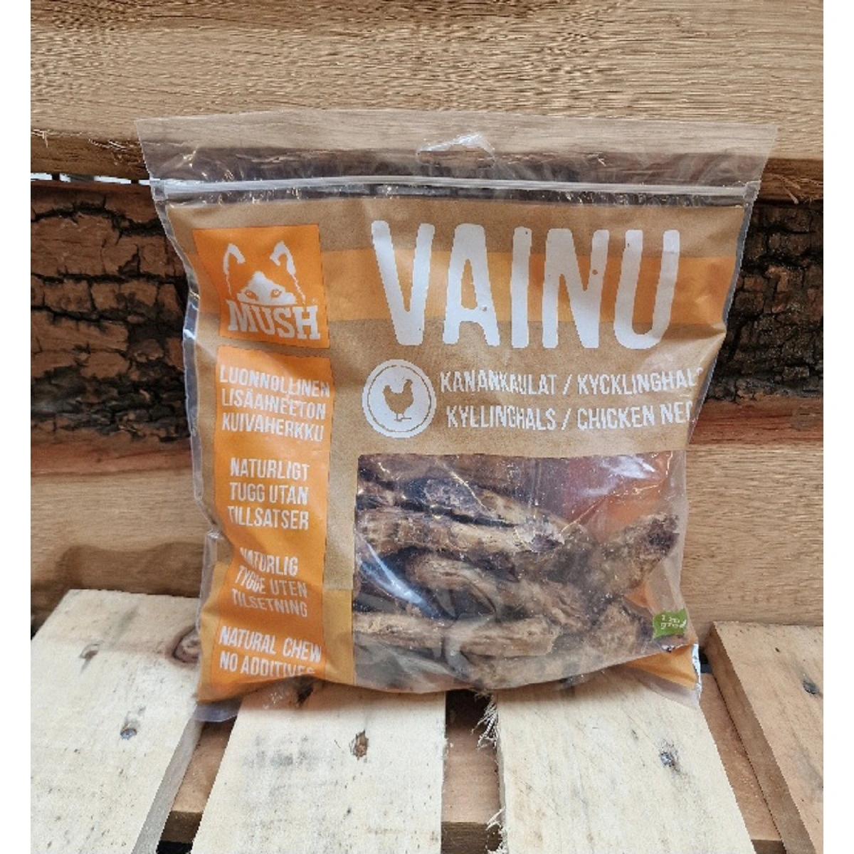 MUSH VAINU Hundesnack Kyllingehalse 220 g - naturlige tyggeben til hunde