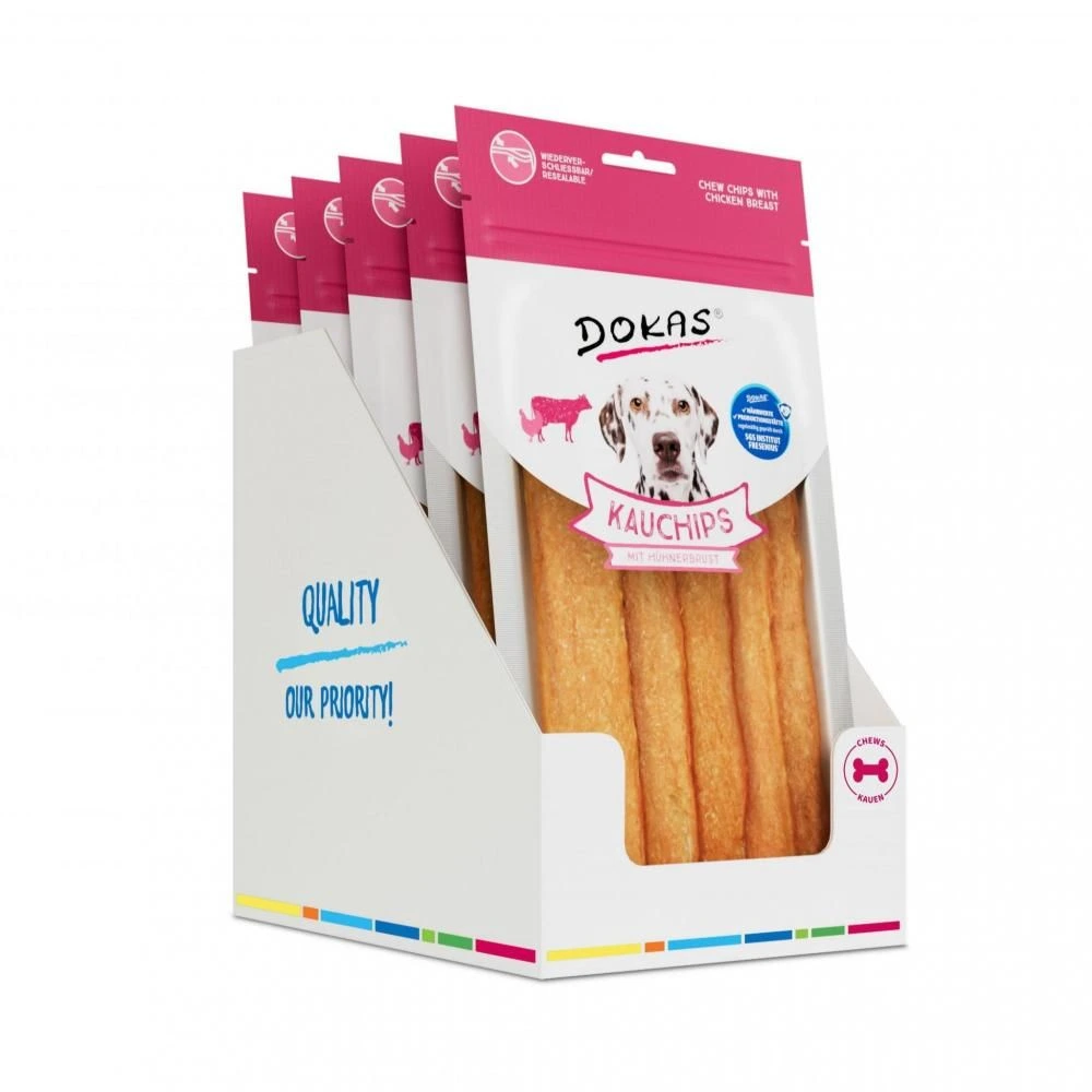 Dokas Tyggechips med kyllingebryst 175 g - sprøde hundesnacks