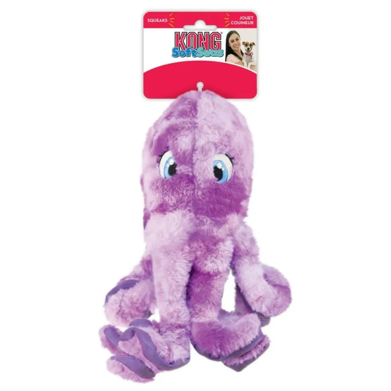 KONG Hundelegetøj SoftSeas Octopus Lilla L 27 cm - blæksprutte bamse til hunde