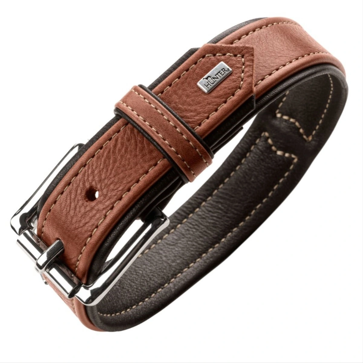 Hunter Canadian UP Hundehalsbånd M 55 Sort/Cognac - 42-48 cm