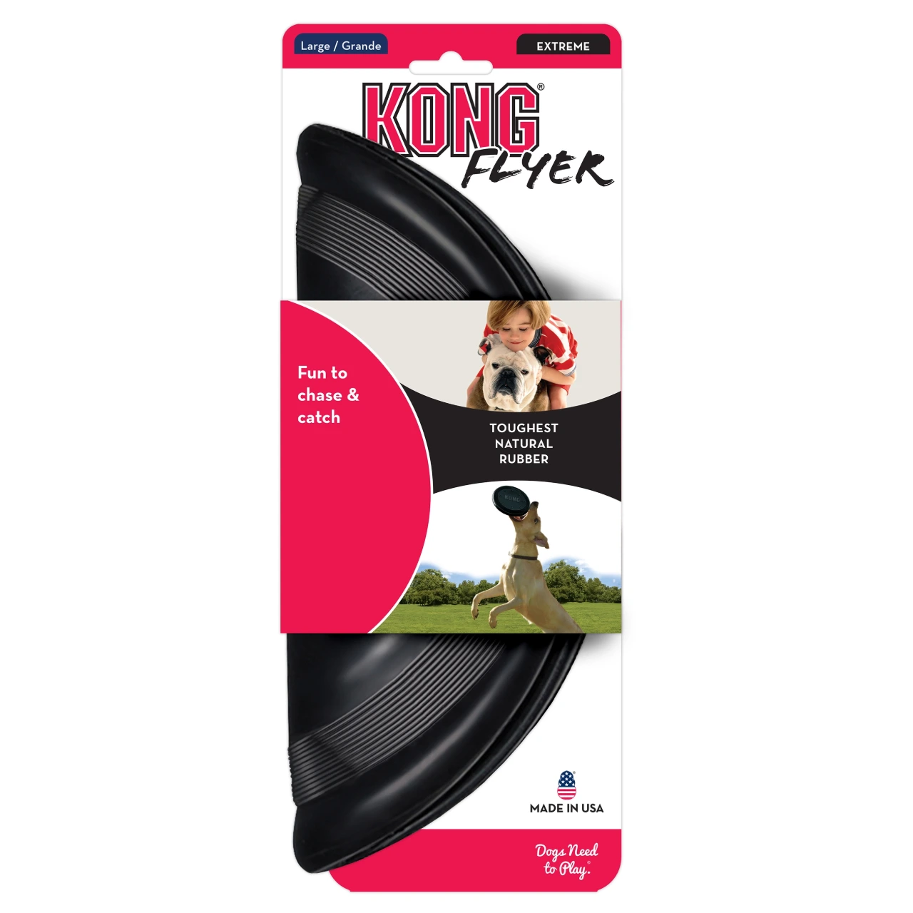 KONG Extreme Frisbee sort - ekstra slidstærk frisbee i naturgummi