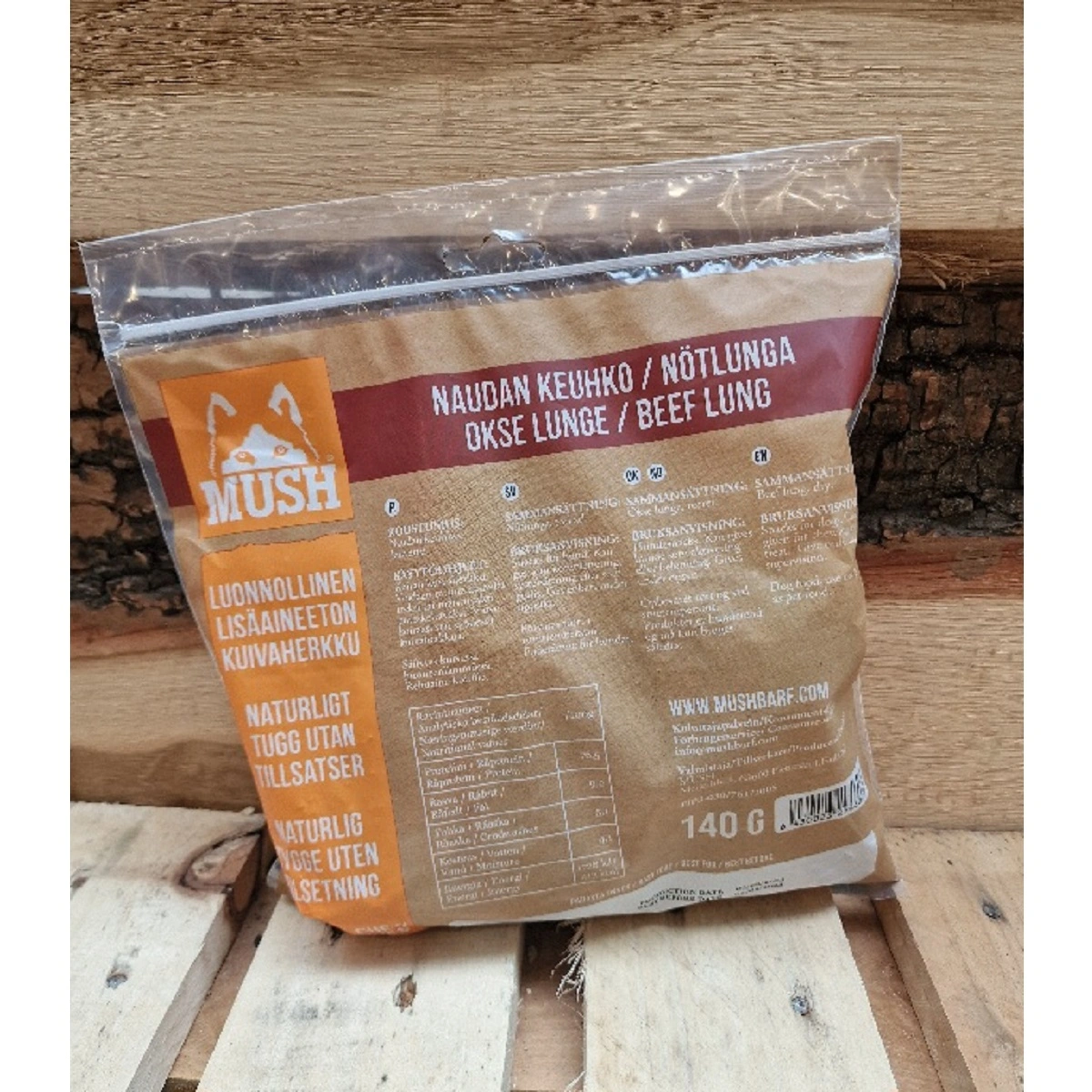 MUSH VAINU Hundesnack Okselunge 140 g - naturlige træningssnacks