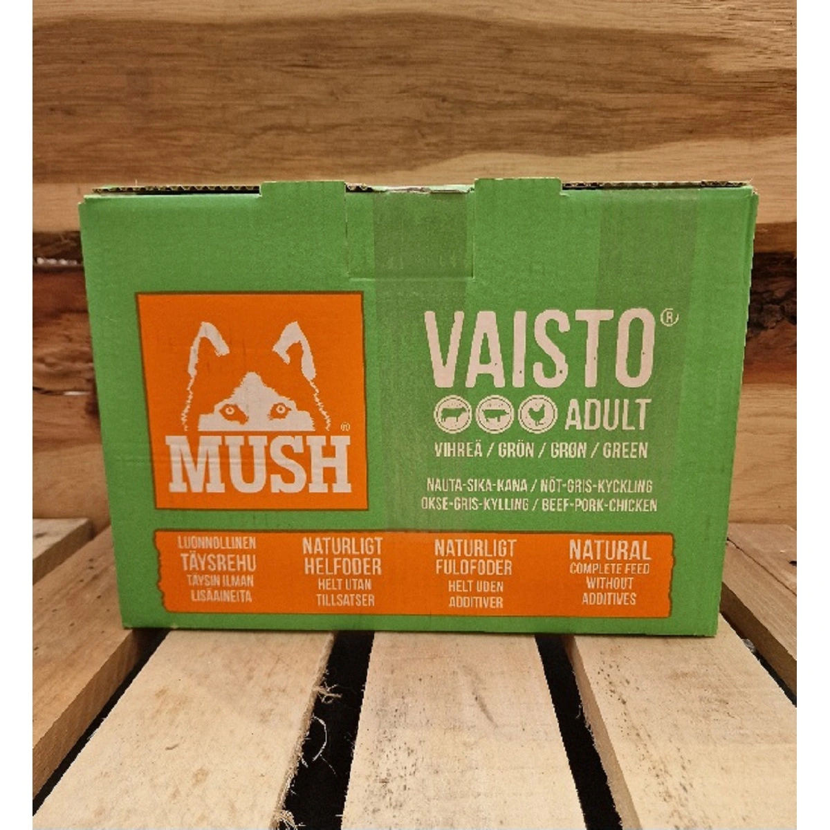 MUSH Vaisto Grøn - Råfoder til hund med okse, gris og kylling 10 kg