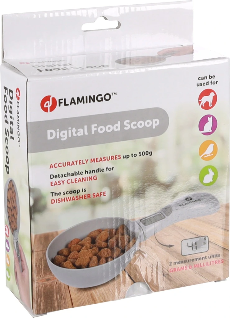 Flamingo Foderskovl med Digital Vægt - Skalo Grå