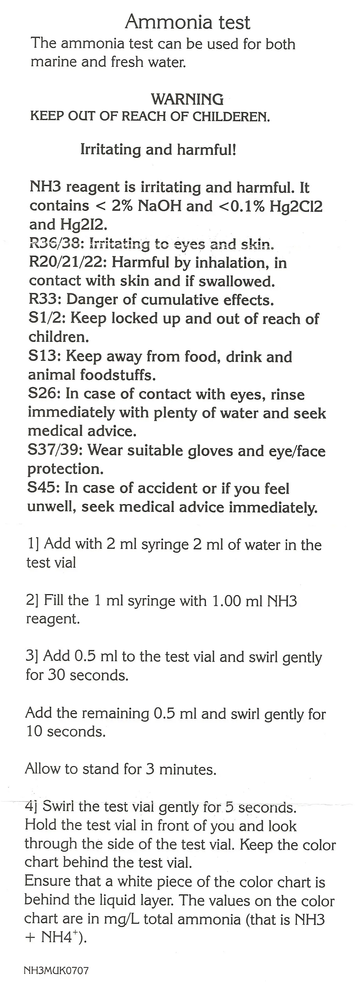 Salifert Ammonium Test NH3 / NH4