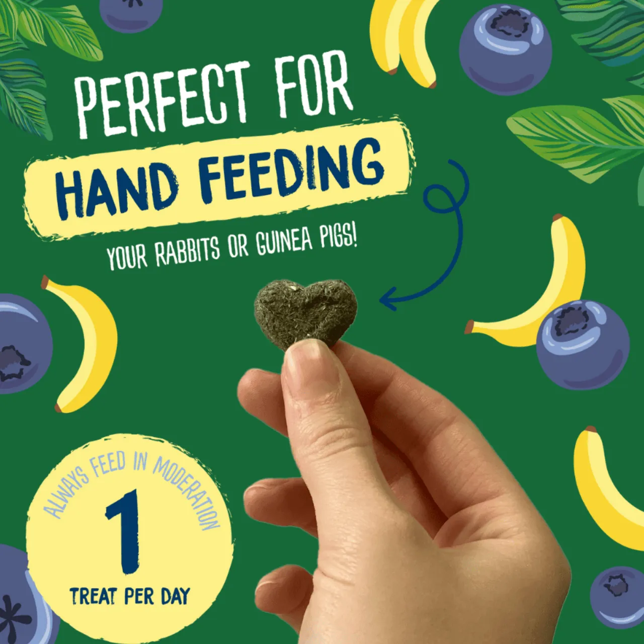 Burgess Excel Natures Snack Herby Hearts 60 g - Bagte urtesnacks til håndfodring