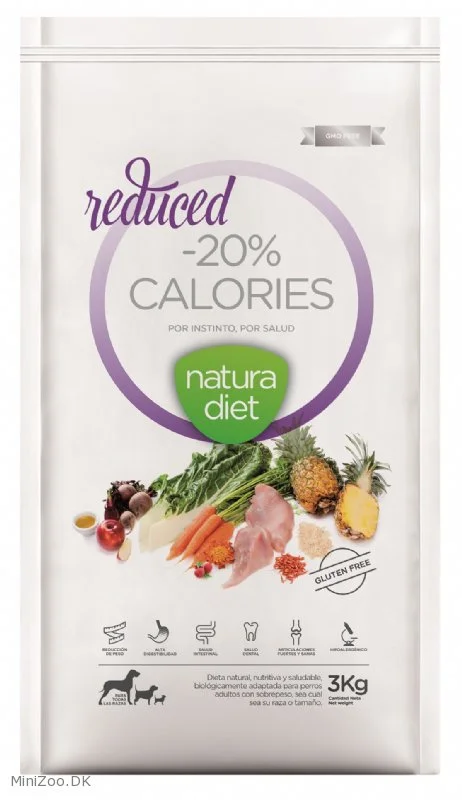 Natura Diet Reduced -20% kalorier hundefoder 3 kg - tørfoder til overvægtige hunde