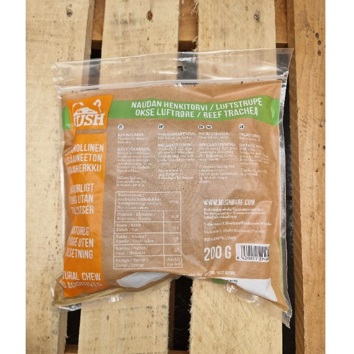 MUSH VAINU Hundesnack Okseluftrør 200 g - naturlige tyggeben til hunde