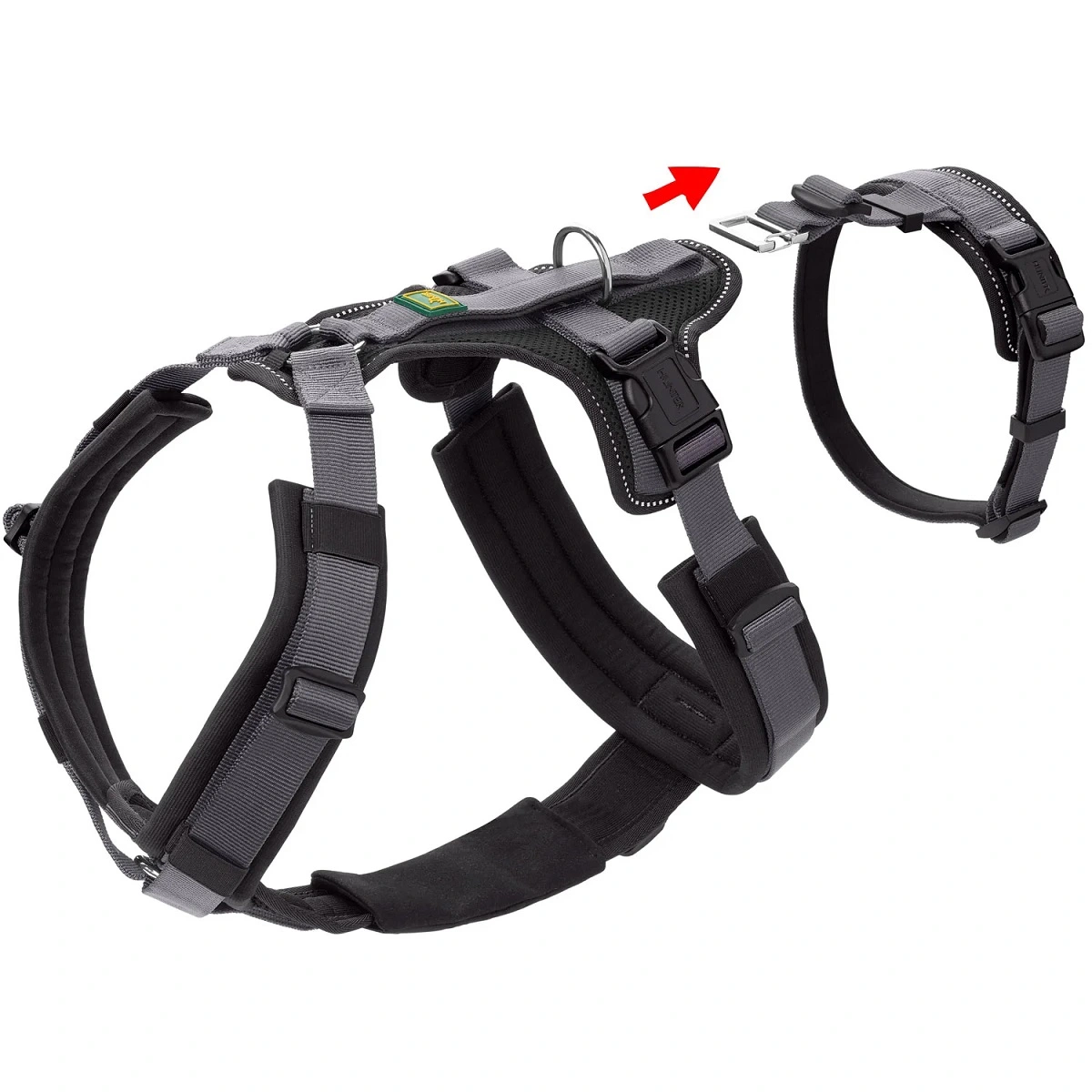 Hunter hundesele Safety Maldon Gråsort L længde 66-118 cm 2,5 cm - sikker stabilitet
